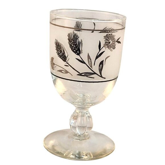 Libbey Silver Wheat Foliage Water Goblet Glass 10 Oz Vintage Elegant Design - Picture 4 of 7